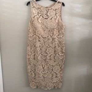 Adrianna Papell Champagne Lace Cocktail Dress